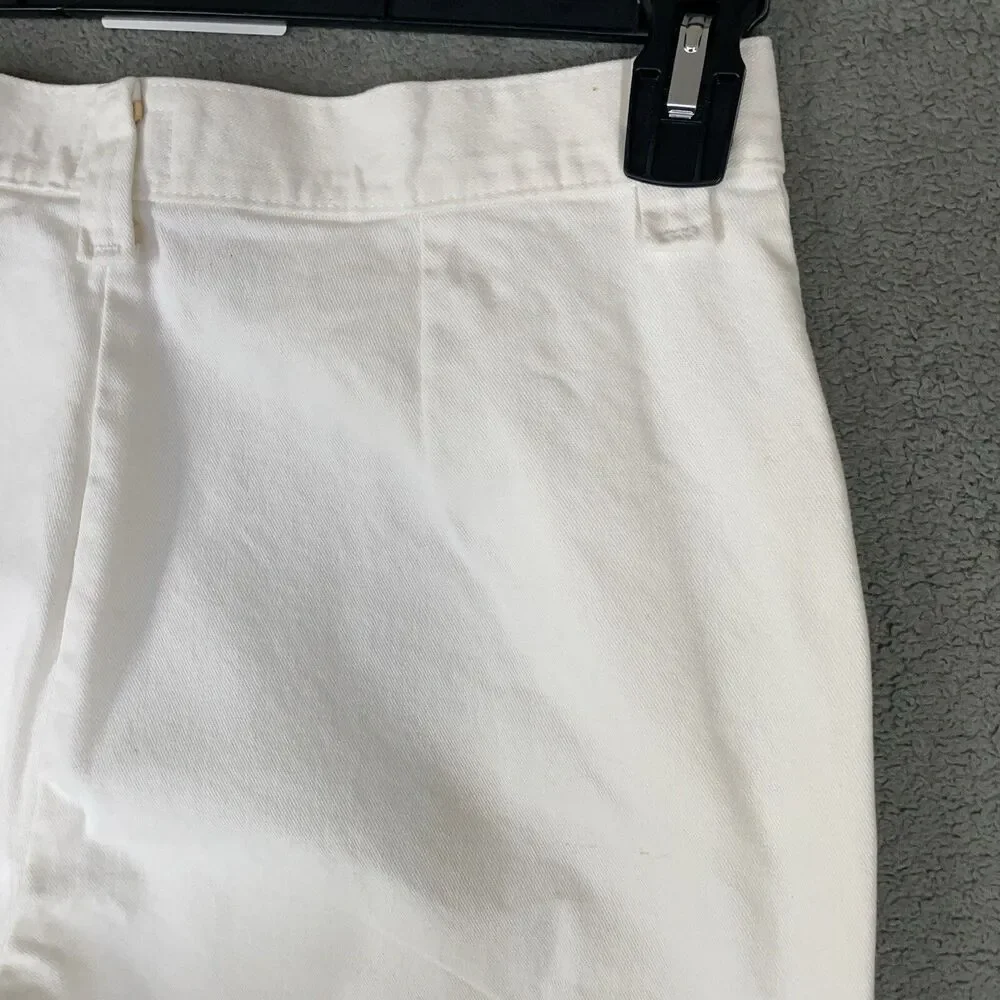 Riders Casuals White Denim Bermuda Shorts High Waist Cuffed Women's 10M Cotton - Picture 10 of 13